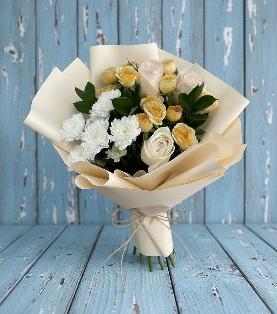 Букет цветов из: Розы и Хризантемы в Принцевке