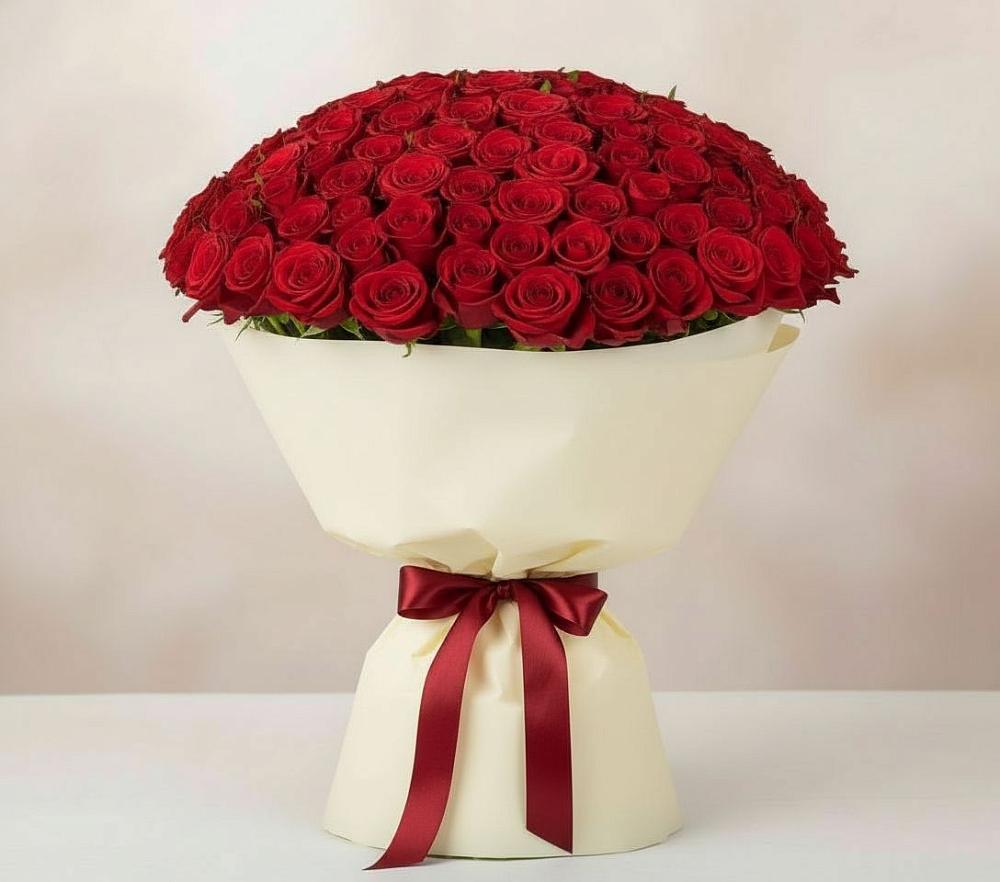 Букет 101 Красная роза Милано в Принцевке