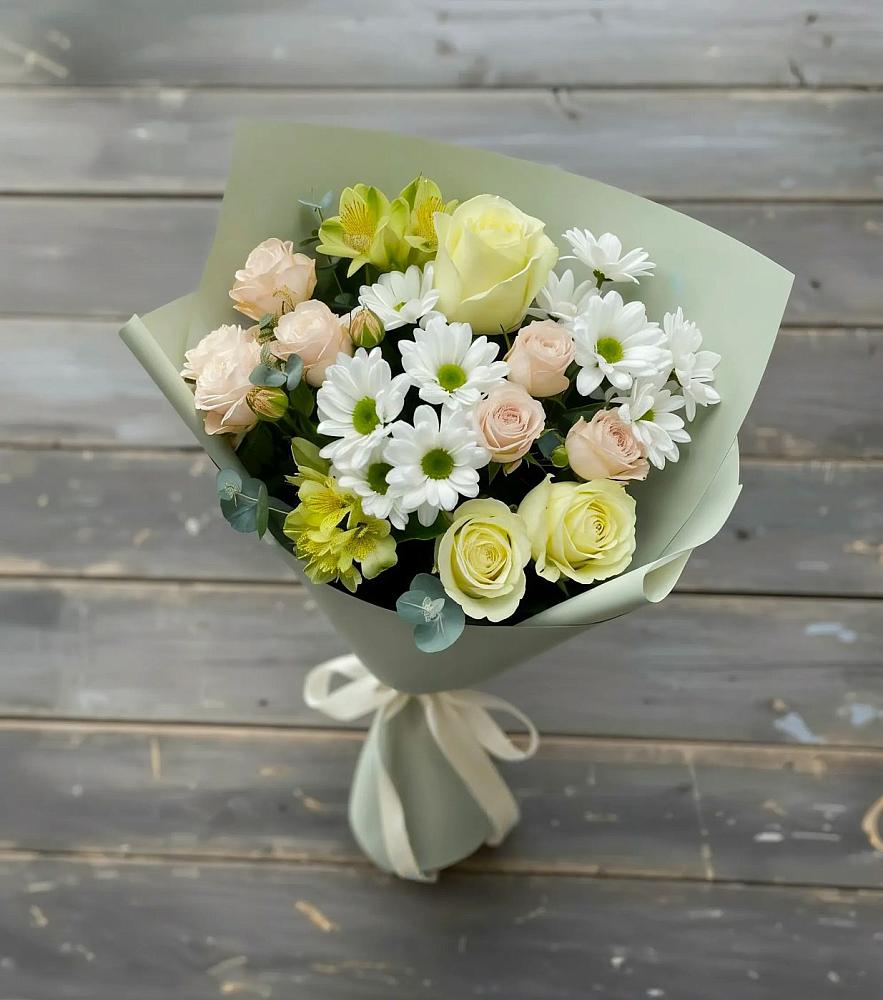 Букет цветов из: Альстромерии, Розы и Хризантемы в Принцевке