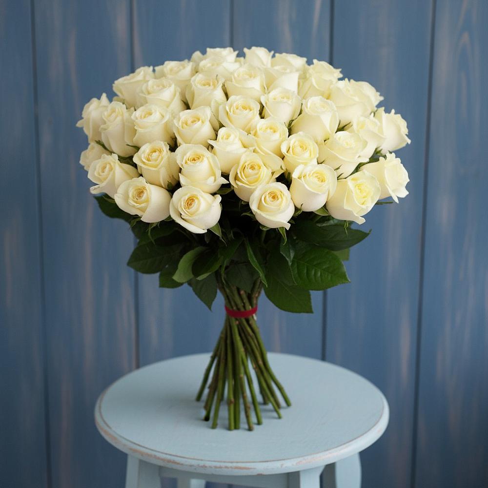 Букет 51 Белая роза Эдлесс Лав в Принцевке