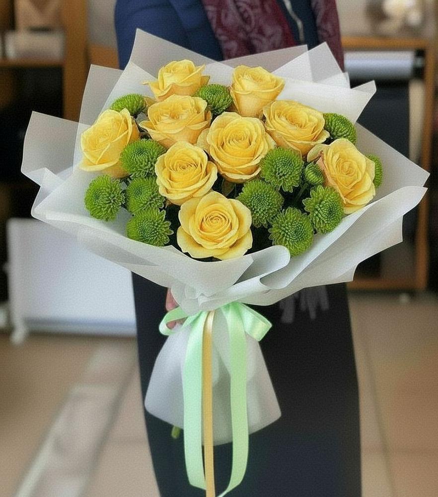 Букет цветов из: Хризантемы и Розы в Принцевке