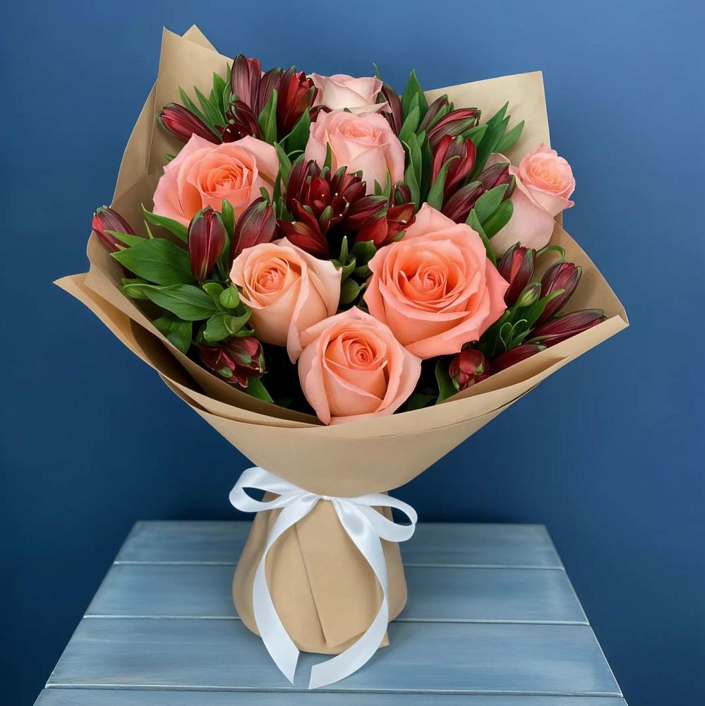 Букет цветов из: Розы и Альстромерии в Принцевке