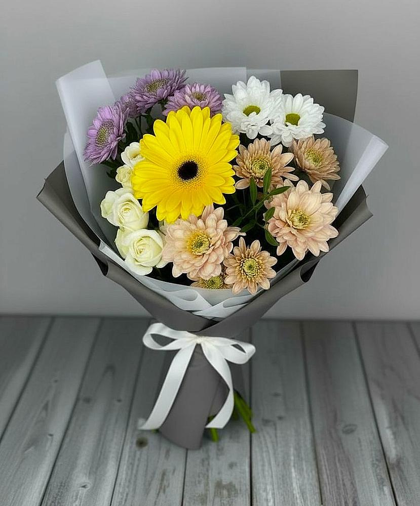 Букет цветов из: Розы, Герберы и Хризантемы в Принцевке