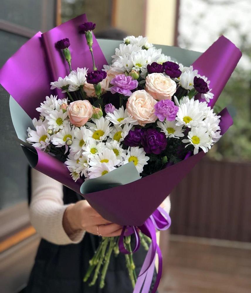 Букет цветов из: Хризантемы, Гвоздики и Розы в Принцевке