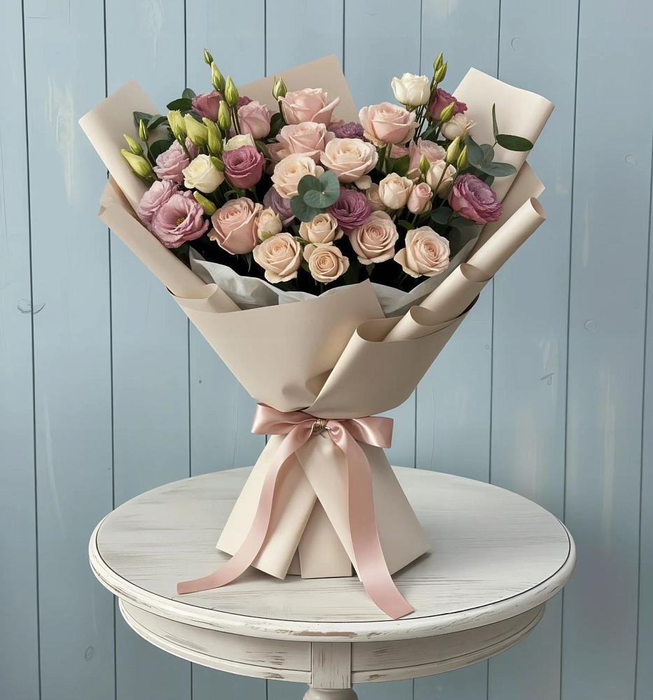 Букет цветов из: Розы и Лизиантусы в Принцевке