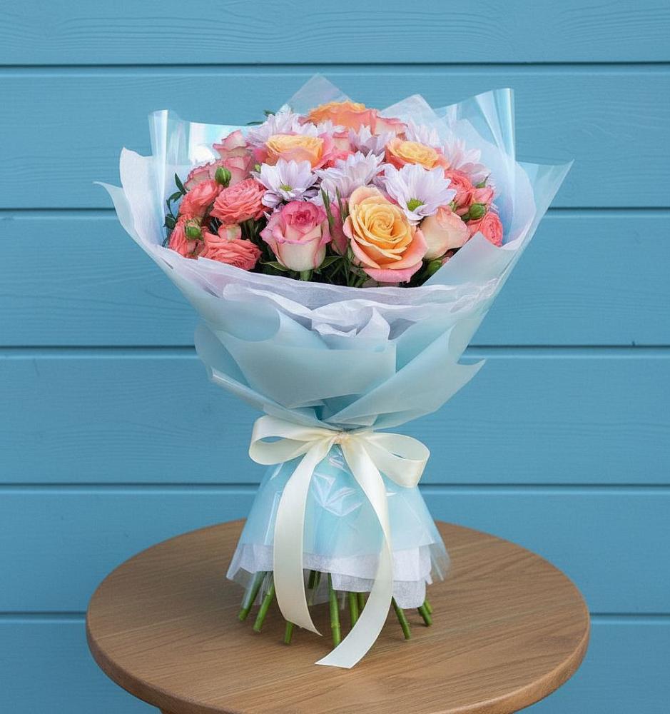 Букет цветов из: Хризантемы и Розы в Принцевке