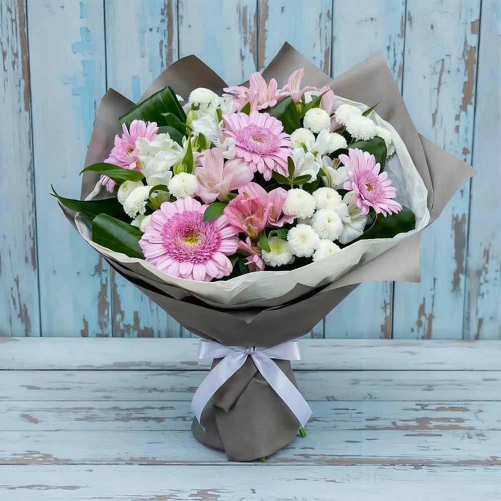 Букет цветов из: Герберы, Альстромерии и Хризантемы в Принцевке