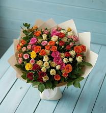 Букет Микс из разноцветных кустовых роз в Принцевке