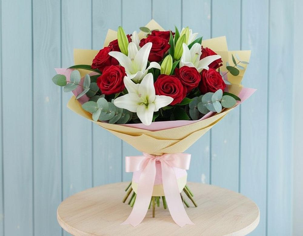 Букет цветов из: Лилии и Розы в Принцевке